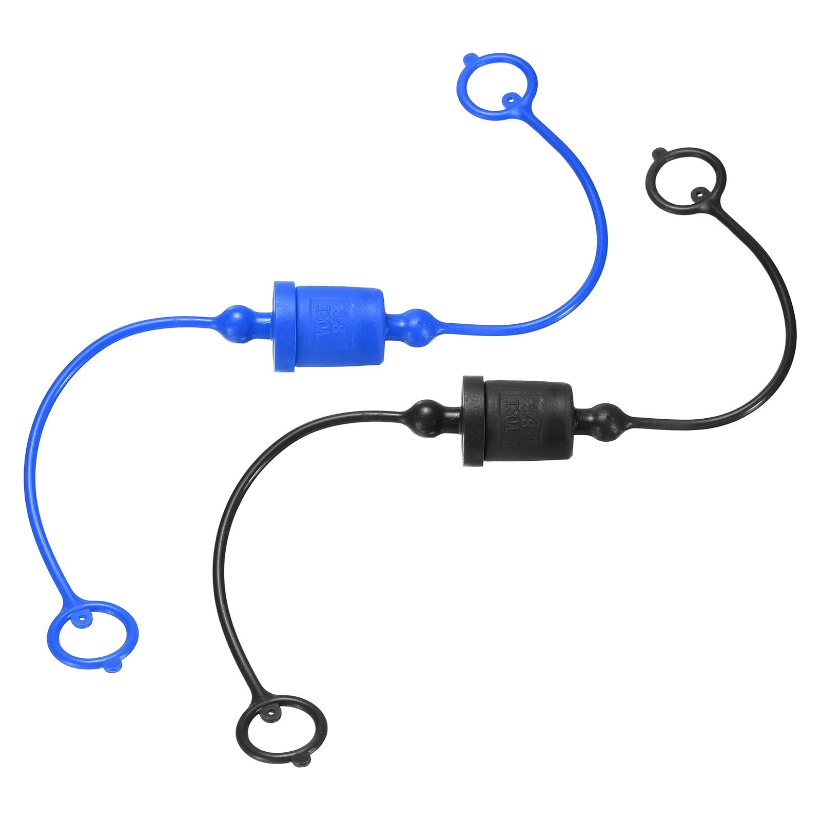 HARFINGTON 2Sets 3/8 Hydraulic Hose Dust Cap and Plug Kit, ISO-A Male Dust Cap &amp; Female Plug Cover Quick Disconnects Air Coupler Cover Port Plug Fittings with Retention Ring, Blue/Black