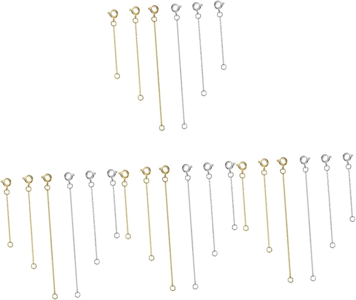 2sets Extender for Necklace Necklaces Anklets Jewelry Sterling Silver Chains for Women Extenders Trendy Link Necklace Extender Extension Chains Extender for Bracelet S925 6pcs*2 OHPHCALL