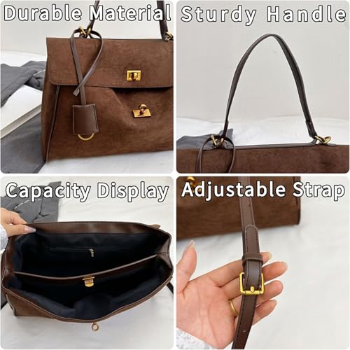 Bolso Tote de Gamuza Marrón para Mujer miniatura 5