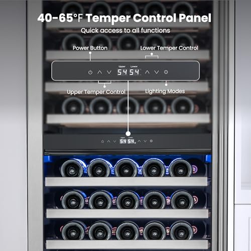 Image of Yeego 24 Inch Dual Zone Wine Fridge, 154 Bottle Wine Cooler, Left-Hinged