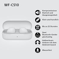Sony WF-C510 Bluetooth Fülhallgató Multipoint Kapcsolat, IPX4 Vízálló, 22 Óra Akkumulátor - White, WF-C510 3