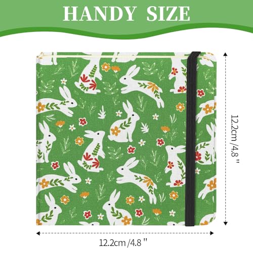 Image of 4.8 inch Pocket Sketch Book,80gsm Hardcover Art Sketchbook for Drawing Journal | Cloth Cover,80gsm Blank Paper,96Sheets,Lay-Flat,Portable Travel Creation Paint Diary Memo Planner,Dry MediaGreen Rabbit