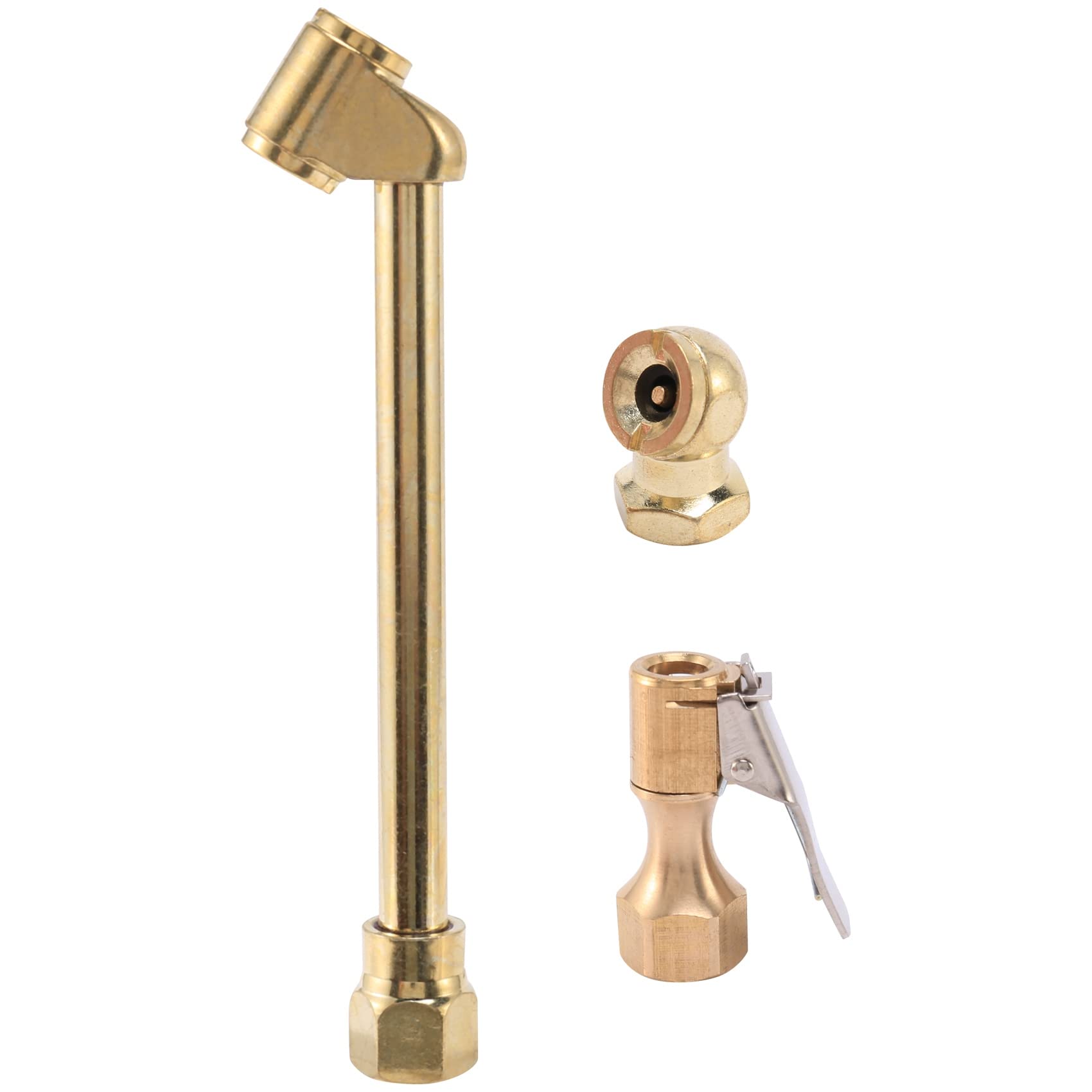 Littimoon 3 Pack Heavy Duty Brass Air Chuck Set, 1/4 Inch Brass Air Chuck for Tire Inflator Gauge Compressor Accessories