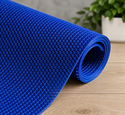 Image of JOGI KART Anti Skid & Multipurpose Rubber /Bathroom Mat /Shower Mat /Carpet /Rugs /Rainmat /Swimming Pool Mat (Blue, 2x13 Ft)