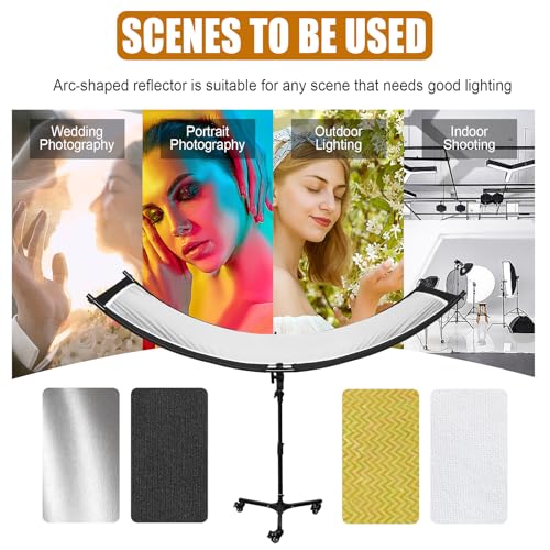 Réflecteur d'éclairage incurvé avec diffuseur multi-couleurs et support pour studio photo - 7