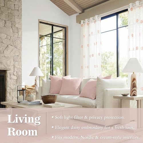 MYSKY HOME Vorhänge mit Ösen Gardinen Wohnzimmer Schlafzimmer Vorhang Kurz 2er Set Gardine Halbtransparent Curtains for kinderzimmer… – Ansicht 4