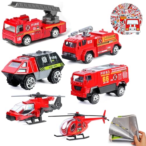 6-Piece Diecast Fire Truck Set