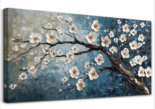 hyidecorart Tableau Decoration Murale Salon Grand, 50x100 cm Impression sur Toile, Cadre Decoration Murale Prunier, Prune Fleurs Moderne Décoration de Chambre...