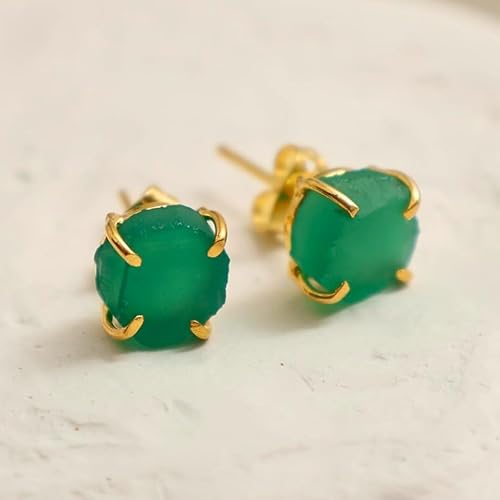 Miniatura 24 de Gempires Natural Raw Prong Setting Stud Earrings, 8-10 mm Crystals Earring, Handmade Jewelry, Gift for Her