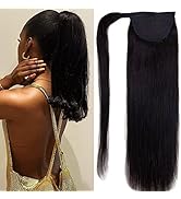 Ugrace Hair Ponytail Extension Human Hair Virgin Straight Human Hair Wrap Around Long Ponytail Cl...