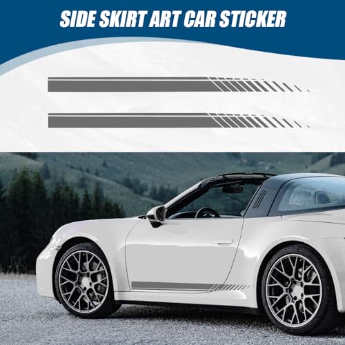 Image of 2Pcs Sports Racing Stripe Graphic Stickers, Side Door Vinyl Decals, Universal Car Decoration Accessories (Gray)
