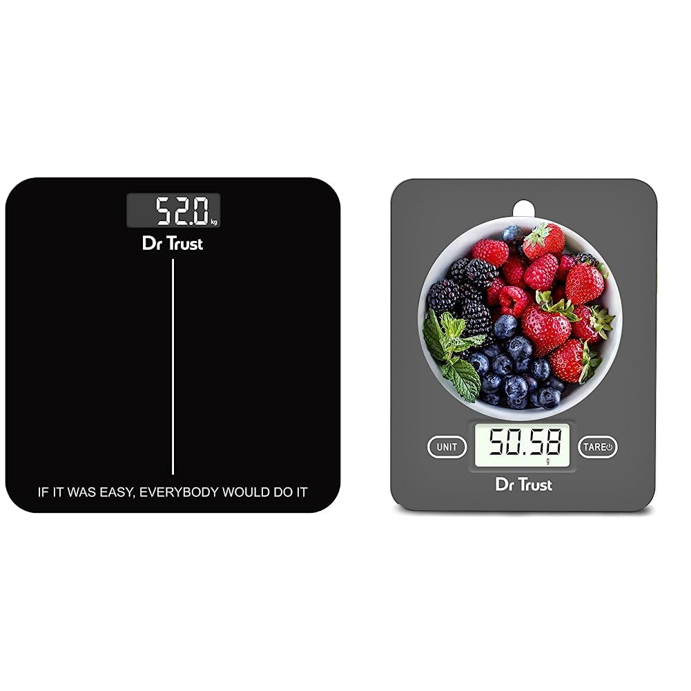 Dr Trust USA Inspire Personal Digital Electronic Weight Machine For Human Body 180Kg Capacity Weighing Scale (Black) & Dr Trust (USA) Electronic Kitchen Digital Scale Weighing Machine (Gray)-image-14