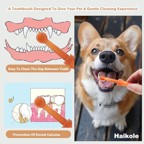 Image of Dog Tooth Brushing Kit 360Silicone Dog Toothbrush with Storage Cup,Deep Clean for Toothbrush for Dogs Small Breed,Deep Clean for Toothbrush for Dogs Cat (A-2PCS)