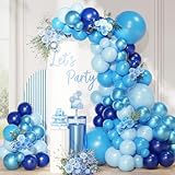 🐳【Arco Globos Cumpleaños】Kit arco de globos azul de color azul es llamativo, los globos azul se combinan con globos de color azul bebé y azul metálicos, dando una sensación romántica y tierna, adecuado para fiestas de cumpleaños, fiestas de revelación de género, graduacion, baby showers, fiestas infantiles, despedidas de soltera, decoraciones de fiestas. Utilízalo como fondo decorativo para fotos de fiestas, haciéndolo inolvidable y dejando grandes recuerdos.