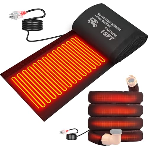 Heated Rv Sewer Hose 15FT 20FT Electrical Heated Sleeve of Rv Sewer Hose Kit Camper Sewer Hose or Rv Skirting for Winter/Avoid Freezing -20 Rv Accessories(15FT)