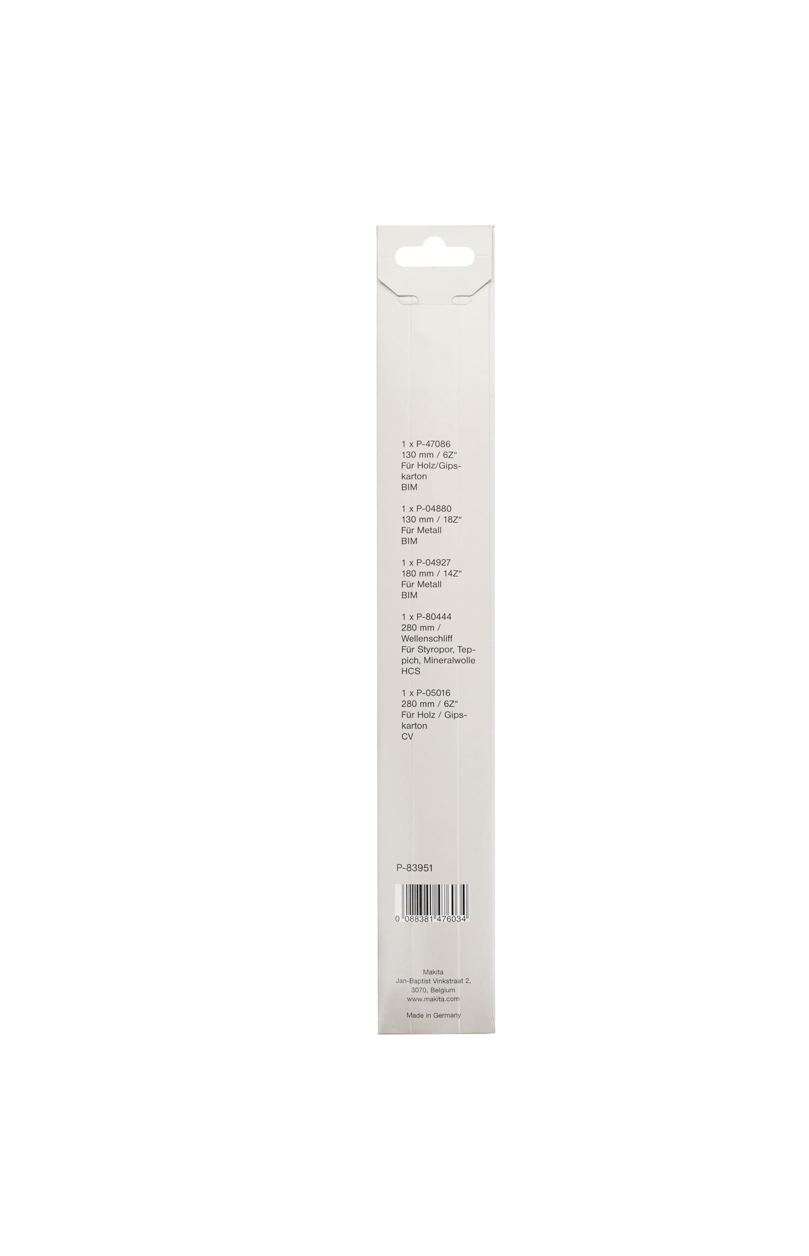 Makita P-83951 Reciprosägeblatt-Set Starter Uni 5-teilig, je 1x P-47086, P-04880, P-04927, P-80444, P-05016, für Holz, Metall, Gipskarton… – Ansicht 3