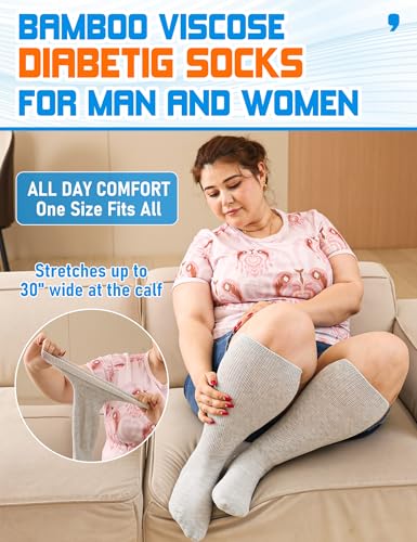Image of Wide Diabetic Socks for Men Women, Loose Fit for Swollen Feet