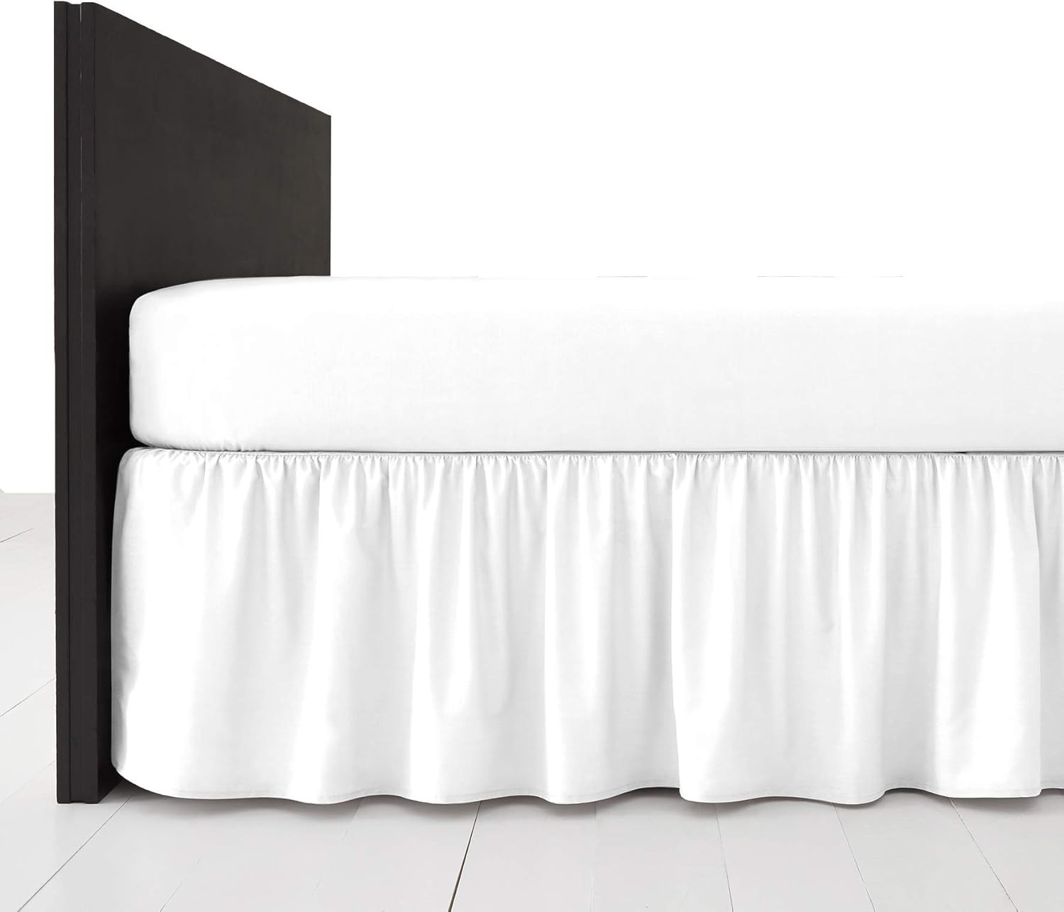 Polycotton Platform Base Valance Sheet – Extra Deep 16” Frill – Under Mattress Bed Skirt, Durable Easy Care, Wrinkle Resistant Bedding (White, Double)
