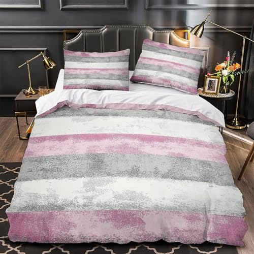 Parure de lit 140x200cm moderne en microfibre rose style abstrait