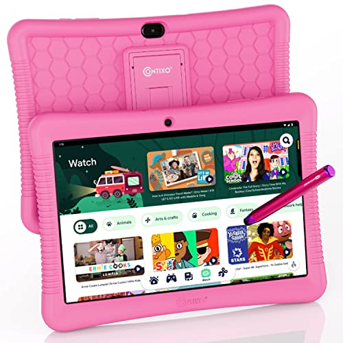 Contixo Kids Tablet K102, 10-Inch Hd, Ages 3-7, Toddler Tablet With Camera, Parental Control, Android 10, 32Gb, Wifi, Learning Tablet For Children With Teacher's Approved Apps And Kid-Proof Case, Pink #TOP6