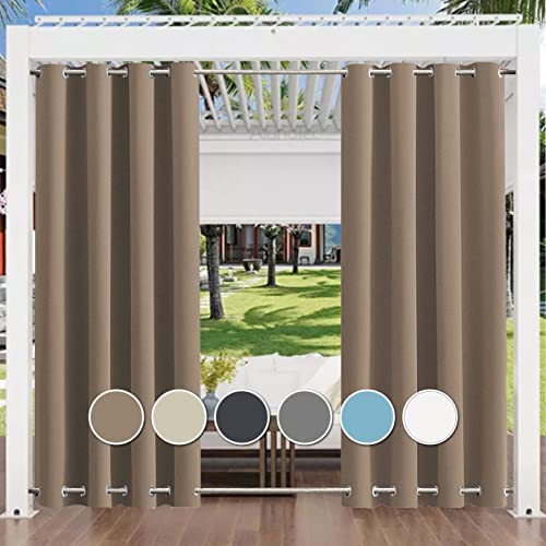 Outdoor Vorhang Wetterfest mit Ösen Oben und Unten (Viele Höhen & Breiten Zur Auswahl) Wasserdicht Sichtschutz Terrasse Sonnenschutz für Balkon Veranda Pergola Gartenlaube, Weiß