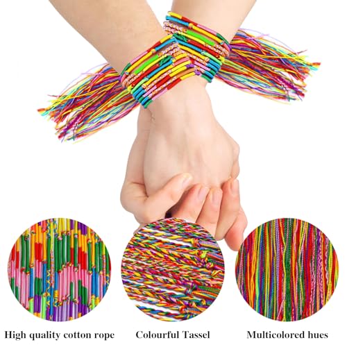 200 Pack Colorful Friendship Bracelets Bulk Handmade Braided String Bracelets for Adults Adjustable Wrist & Ankle Bracelets for Parties, DIY Crafts, Gifts4