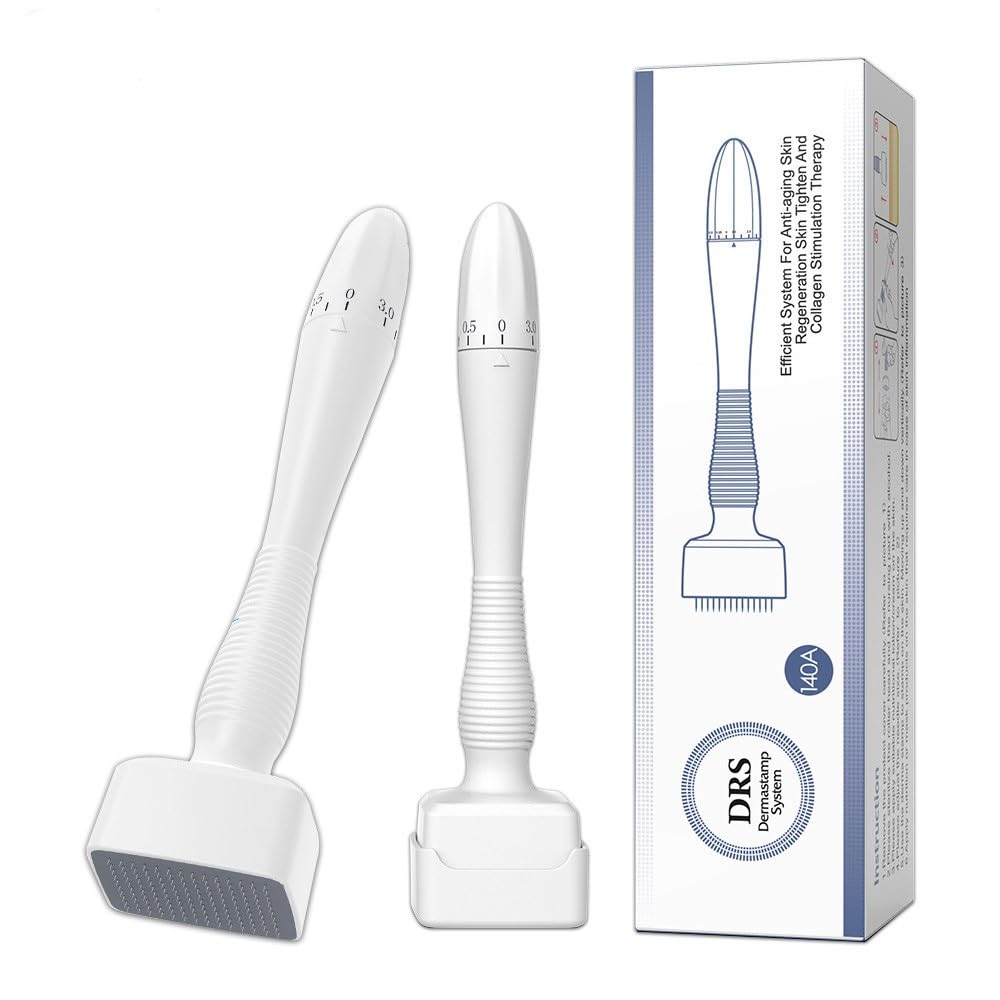 DRS Derma Stamp Adjustable Pen 0mm - 3mm,140 A Titanium micro needles I Amazing Professional Microneedling Pen for Skin Repair, Face, Hair & Beard Growth I Easy to use I Safe and Effective