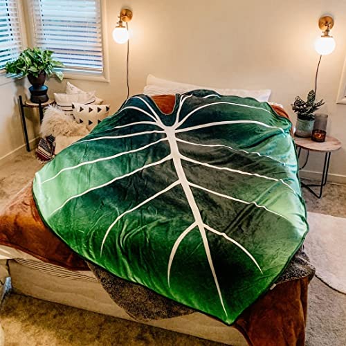 Ujikhv Large Leaf Blanket, Plush Throw Blankets, Throw Blanket For Bed, Large Lush Green Leaf Design Accent For Plant Lovers, Great Gifts For Green Thumbs, Wrapping Towel Decorative (40 X 60) #TOP3