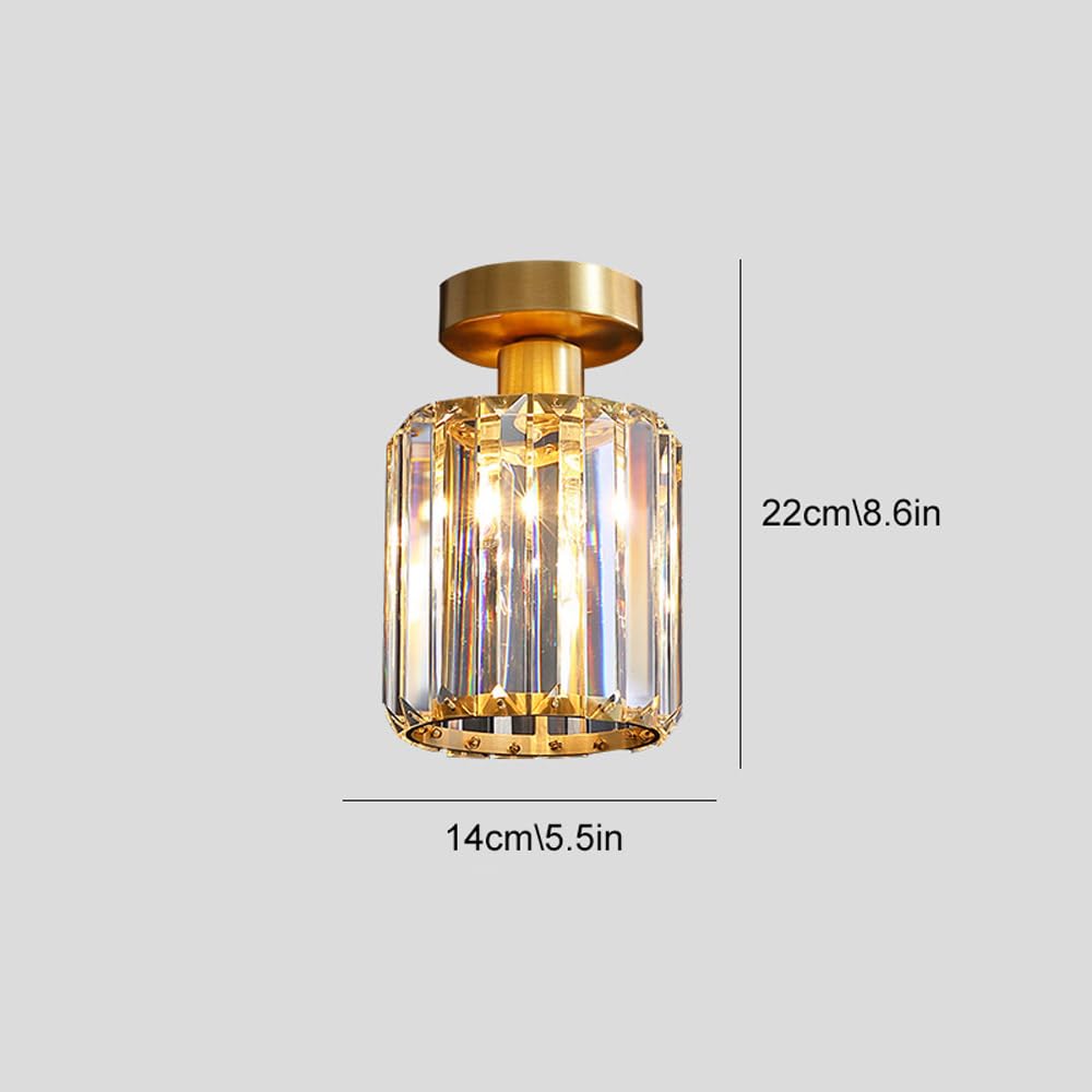 Mini kryształowa oprawa sufitowa, mosiężne lampy sufitowe do montażu półpodtynkowego, gniazdo E27 Nowoczesna złota lampa sufitowa do przedpokoju Kuchnia Sypialnia Salon Przedpokój Szafa Foyer