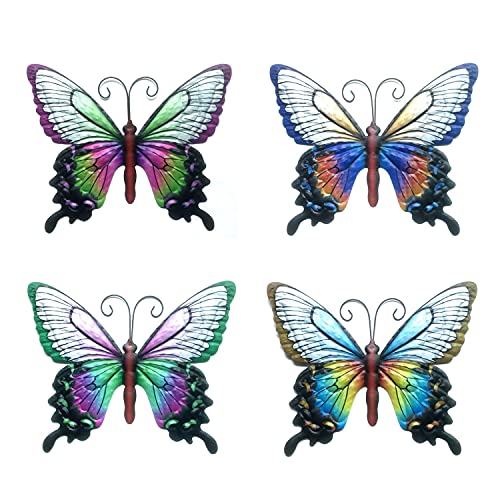 BOINN 4 Piezas de Metal Mariposas Esculturas de Arte de Pared Jard�N Arte de Pared Decorativo Animal Colgante de Arte de Pared para Interior al Aire Libre