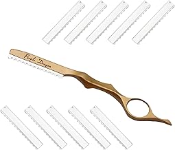 Cuchillo para Adelgazar el Cabello, Cuchilla de Afeitar de Peinado, Maquinillas de Afeitar Texturizadoras de Corte Manual de Cabello con 10 Navajas de Repuesto para Uso de Salón Casa (Oro)