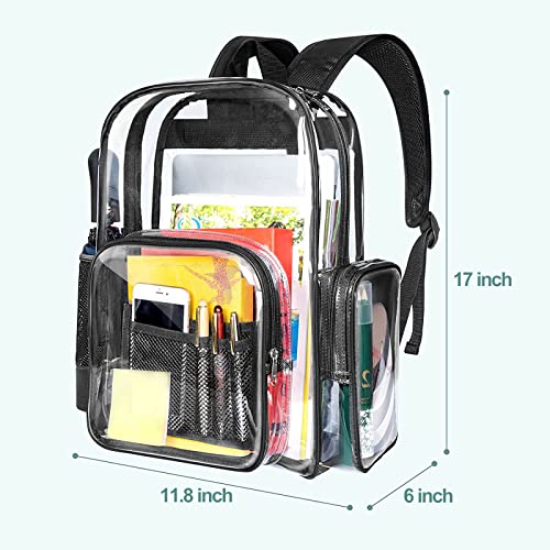 Ispecle Clear Backpack, Durable School Backpack With Laptop Compartment Clear Backpack With Reinforced Padded Straps Transparent Bag For School, Work, Security, Black #TOP2