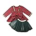 Carolilly Robe Noël Bébé Fille Manches Longue à Carreaux Rouge avec Tutu Jupe Verte Ensemble Pailleté avec Nœud Papillon,Rouge et Vert,2-3 ans(Taille Fabricant: 90)