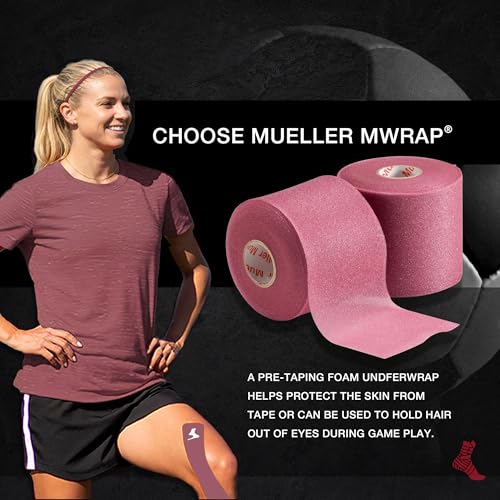 Image of Mueller Sports Medicine MWrap, Pre Wrap, Athletic Tape Underwrap for Sports, Hair, Ankles, Wrist, Hands and Knees, Water-Resistant, Latex Free, 2.75 inch x 21.4 Yards Per Roll, 2 Rolls