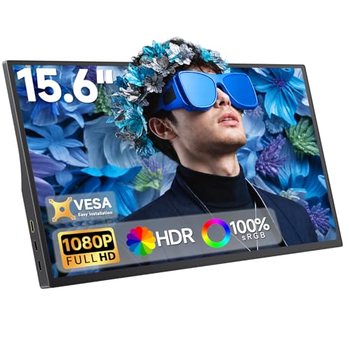 15.6" FHD 1080P Portable Monitor, Dual USB Type-C HDMI Laptop Screen Extender