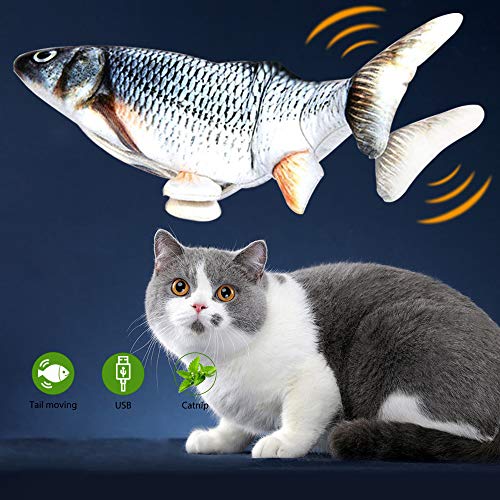 GBSYU Floppy Fish Cat Toy, Cat Toys for Indoor Cats with Catnip, Interactive Cat Toy for Cat Exercise, Realistic Cat Fish Toy, Motion Kitten Toys (Black)