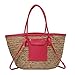 chengjiexu Borsa di Paglia Moda Borsa Tessuta Spiaggia Viaggio retrò Verdura Cestino Tenuto in Mano Borsa di Paglia Tracolla Messenger Bag 玫Red