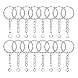 JEWMAY 100Pcs Split Key Chain Rings with Chain and Jump Rings Bulk for Crafts Supplies 1 Inch - Silver Color