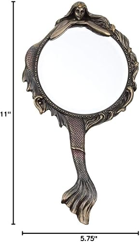 Miniatura 3 de Espejo de tocador de mano estilo vintage con acabado de bronce antiguo de resina de molde en frío