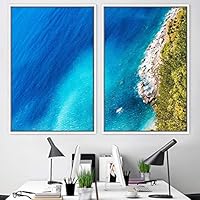 2 Piece Framed Canvas Wall Art Coastal Scenery Canvas Prints Home Artwork Decoration for Living Room,Bedroom - 16