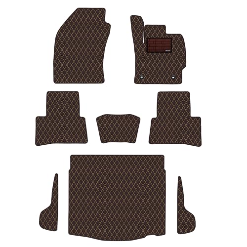 [次世代レザーマット]Aviles カローラクロス 10系 フロアマット + トランクマット (ラゲッジマット)(03:E-Four, 07:カーボン柄 × 焦げ茶)