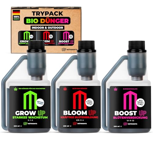 UP NUTRIENTS Trypack Dnger Grow, Bloom & Boost 250 ml | 100% Organischer  Dnger fr Innen- & Auenanbau | Bewurzelung, Wachstum und Bltendichte |  Blten- und Pflanzenstimulator (250 ML) : Amazon.de: Garten