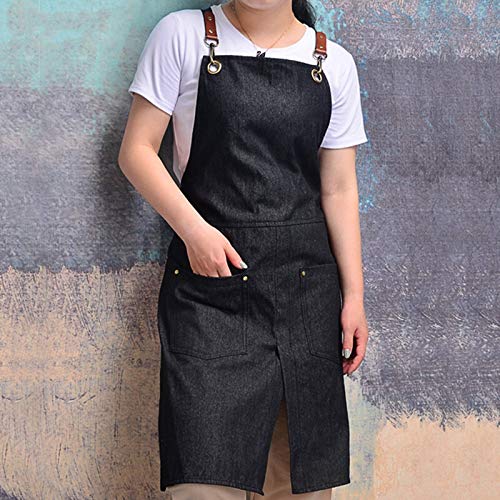 tablier Tablier Cross Back Work Wear Black Denim Coton Strap Cafe Barman Petrender Chef Uniforme Barber Fleurer jardinier Bleu