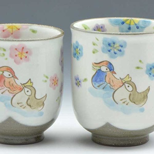Amazon | 京焼 清水焼 組湯呑 夫婦湯呑み 2客セット 花おしどり