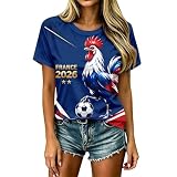 Maillot de Foot 2026 Tee Shirt Femmes T Shirt Fan Musique Mode Streetwear d'été pour Les Fans de Football Maillot Supporter Haut Décontracté Tops Cadeaux pour Femme (Blue, S)