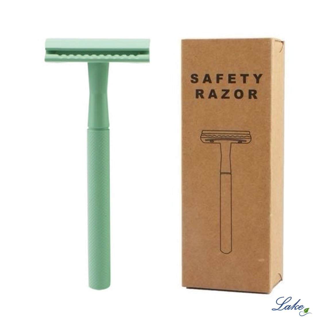 Lake Reusable Metal Safety Razor | Brass handle | for Women and Men | Plastic-free | Includes five razor blades (Green) 2