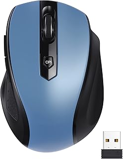 Wireless Mouse,Ergonomic Computer Mouse 2.4G with USB Receiver, 5 Adjustable DPI Levels PC Mouse,2400DPI USB mice for Laptop Chromebook Notebook MacBook Computer, Blue