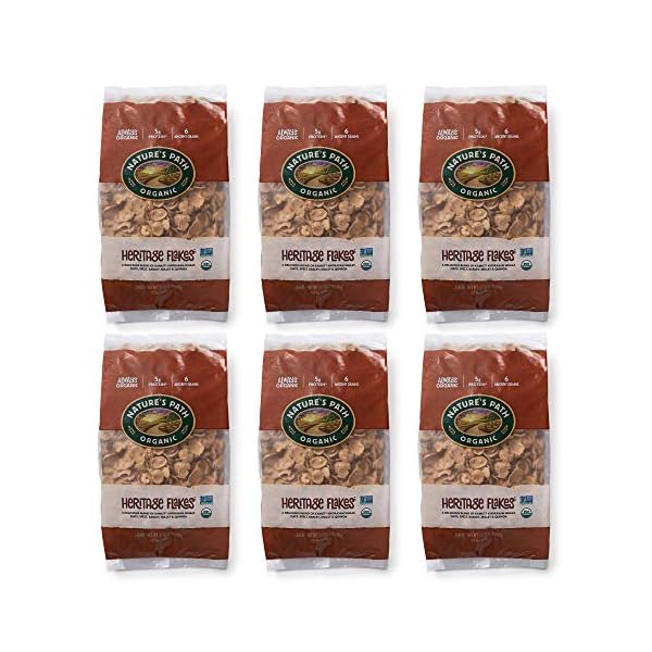Natures-Path-Organic-Heritage-Flakes-Cereal-2-Lbs-Earth-Friendly-Package-Pack-of-6-Non-GMO-6-Ancient-Grains-Low-Sugar-High-Fiber-5g-Plant-Based-Protein Nature's Path Organic Heritage Flakes Cereal, 2 Lbs. Earth Friendly Package (Pack of 6)