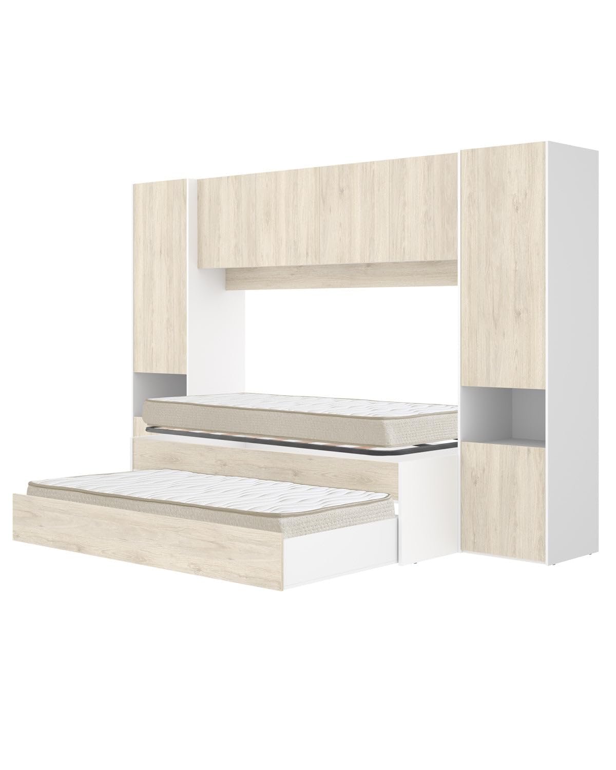 DEKIT - Pack Ahorro Juvenil Dormitorio Puente Kwai, 1 somier Lama Ancha y 2 colchones viscoelásticos Nova 90 x 190 cm