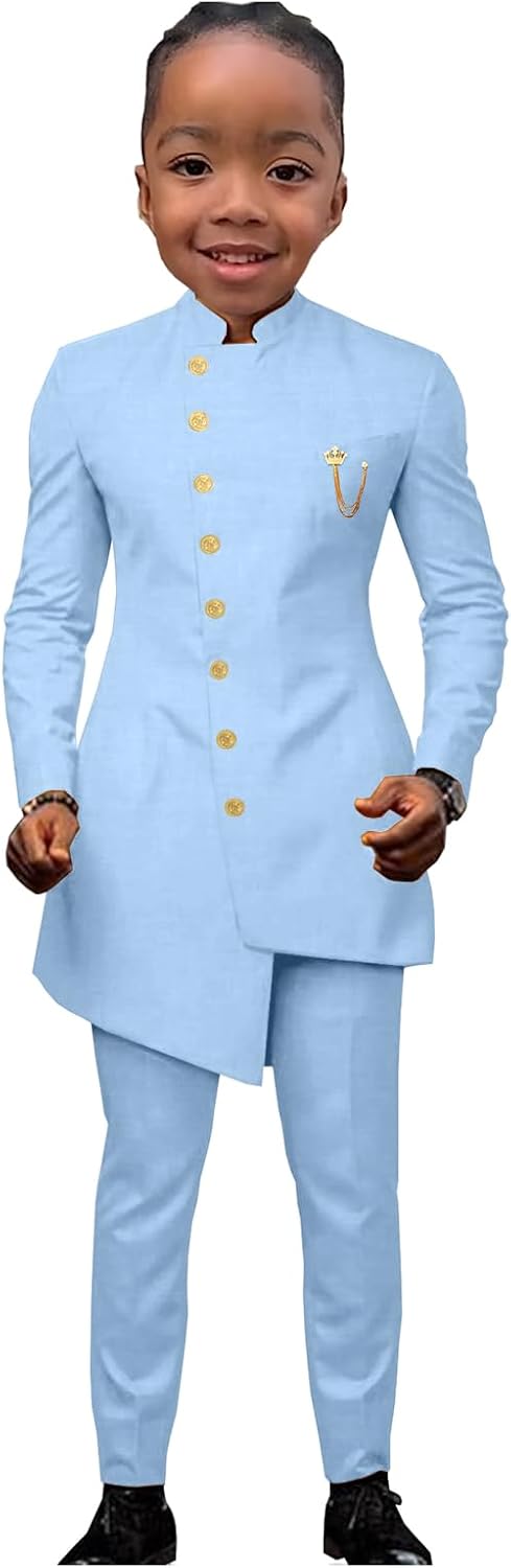 2 Piece African Boys Formal Suits Kids Tuxedo Wedding Dinner Party Performance Jacket Pants for Boys